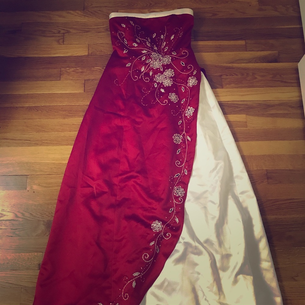 Red and white dress